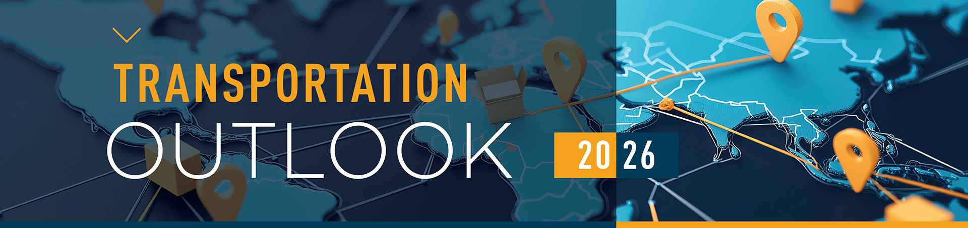 Flatten Globe with "Transportation outlook 2026" Text on Top